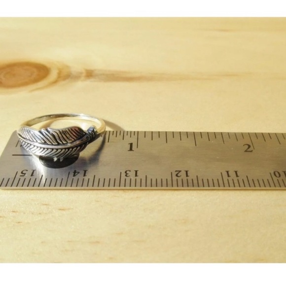 Silver Feather Ring 925 Sterling Bohemian Midi - Picture 4 of 5